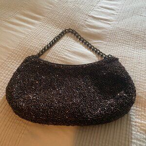 Brown beaded evening bag